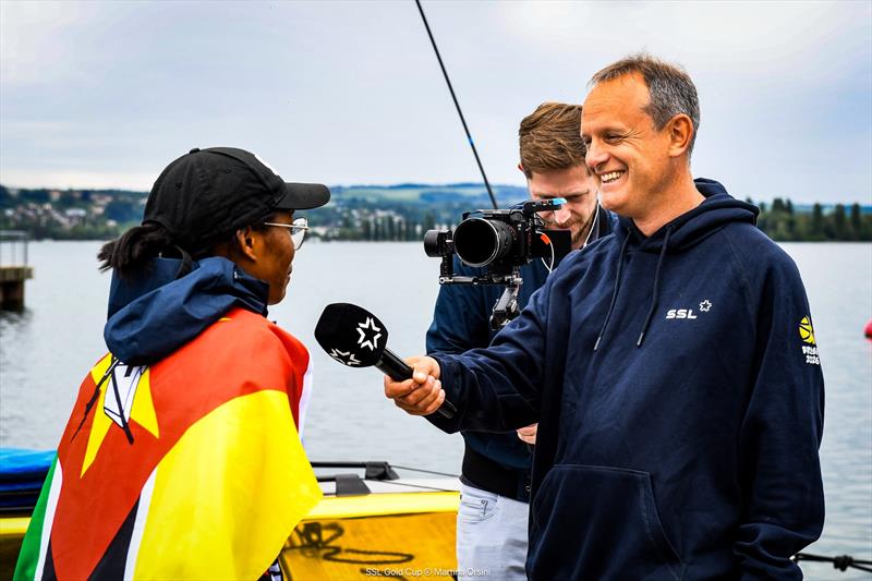 Deizy Justino Nhaquile talks to Mark Jardine during the SSL Gold Cup Africa and Oceania Qualifier - photo © Martina Orsini / SSL Gold Cup