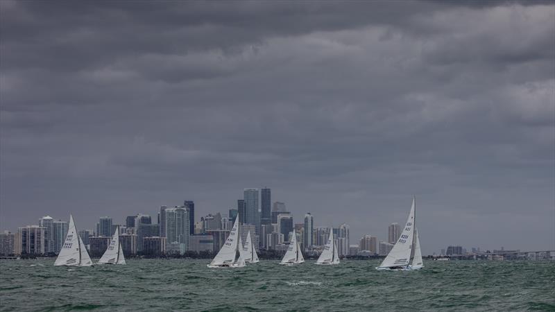 Racing against the impressive Miami skyline on day 1 of the 94th Bacardi Cup on Biscayne Bay photo copyright Matias Capizzano taken at Biscayne Bay Yacht Club and featuring the Star class
