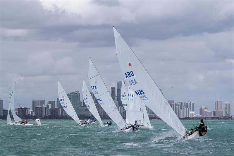 Star fleet racing off Miami on day 2 of the 94th Bacardi Cup on Biscayne Bay photo copyright Matias Capizzano taken at Biscayne Bay Yacht Club and featuring the Star class