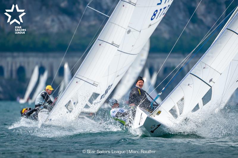 Day 1 of the Star European Championships and Star Sailors League Breeze Grand Slam at Garda photo copyright Marc Rouiller / SSL taken at Fraglia Vela Riva and featuring the Star class