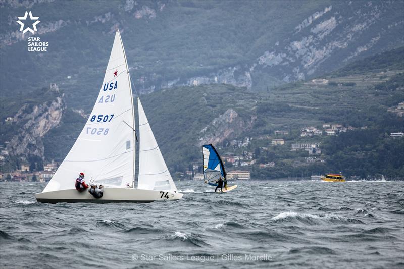 Day 1 of the Star European Championships and Star Sailors League Breeze Grand Slam at Garda photo copyright Marc Rouiller / SSL taken at Fraglia Vela Riva and featuring the Star class