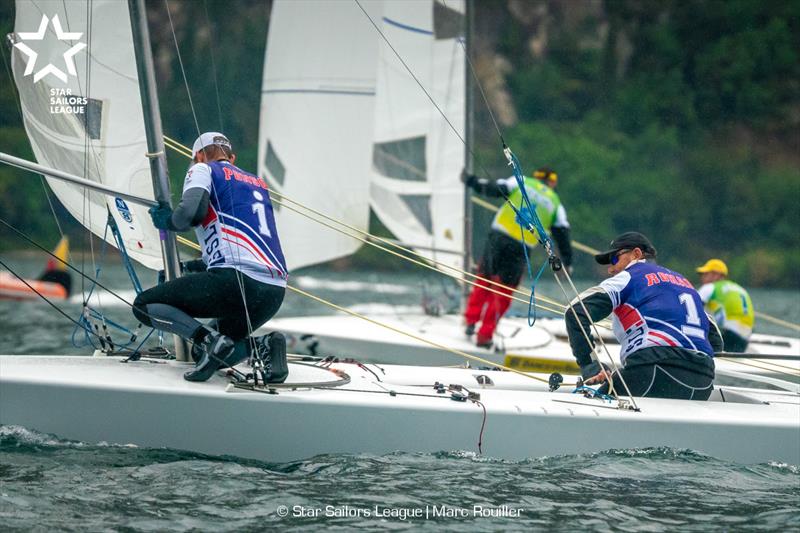 08 FRA 8237, Skipper: Xavier Rohart, Crew: Pierre Alexis Ponsot; 03 BRA 8172, Skipper: Robert Scheidt, Crew: Henry Boening photo copyright Marc Rouiller / SSL taken at Yacht Club Costa Smeralda and featuring the Star class