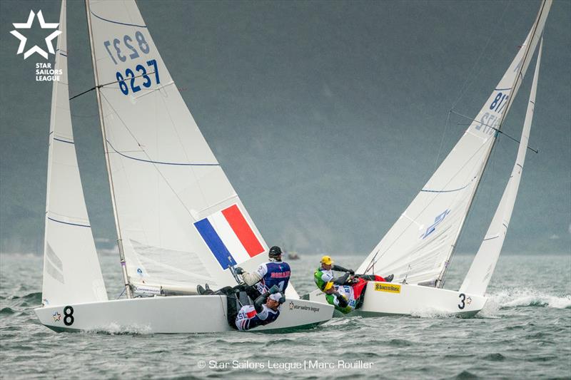 08 FRA 8237 / / Skipper: Xavier ROHART / / Crew: Pierre Alexis Ponsot vs 03 BRA 8172 / / Skipper: Robert Scheidt / / Crew: Henry Boening - photo © Marc Rouiller / SSL