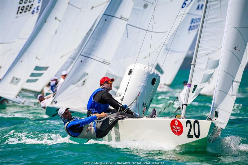 Ed Wright (GBR) and Alberto Ambrosini (ITA) take the initial lead in race 3 on day 3 of the Bacardi Cup Invitational Regatta  photo copyright Martina Orsini  taken at Coconut Grove Sailing Club and featuring the Star class