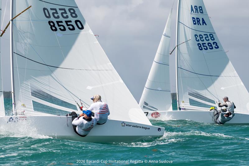 Paul Cayard and Frithjof Kleen battle with Robert Scheidt & Austin Sperry during the 99th Bacardi Cup - photo © Anna Suslova