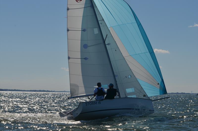 The Storm 18 pressing plenty of cloth on Long Island Sound - photo © Bill Crane