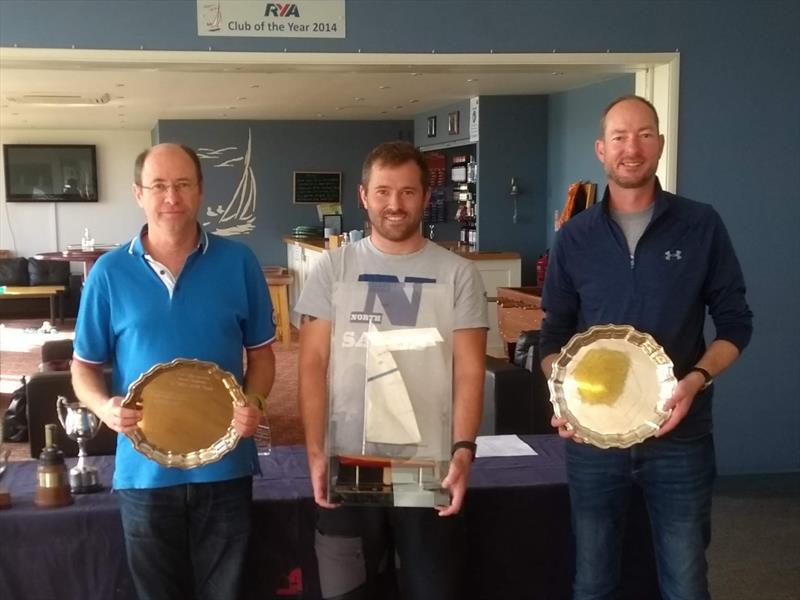 Noble Marine Streaker Nationals at Staunton Harold podium (L-R) 2nd Martin Penty, 1st Tom Gillard and 3rd Steve Blackburn - photo © Neil Firth