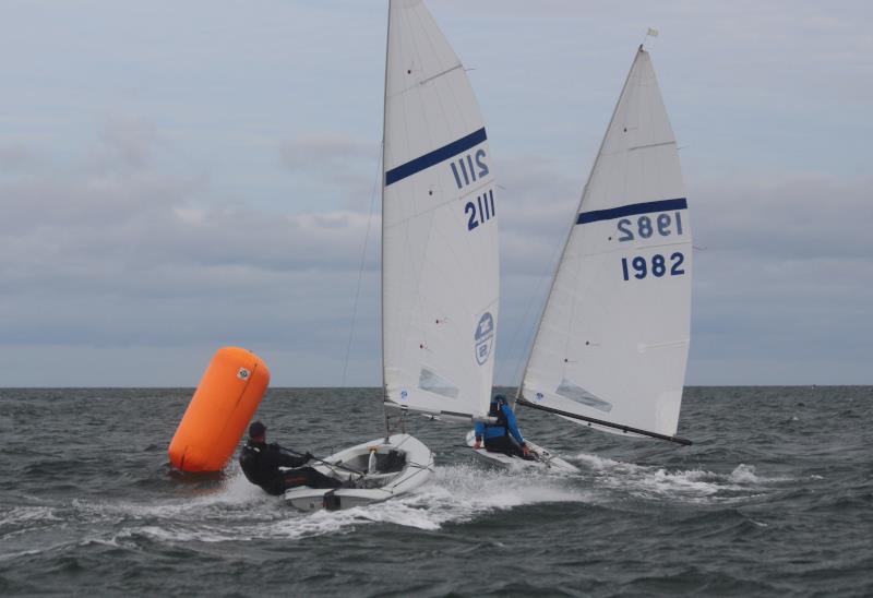 Tom Gillard gybes inside Martin Penty during the 2022 Noble Marine Streaker Nationals at South Shields photo copyright Izzy Robertson taken at South Shields Sailing Club and featuring the Streaker class