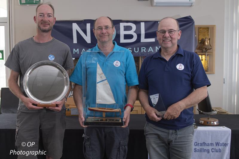 The podium (l-r) Steve Blackburn 2nd, Martin Penty 1st and Alan Gillard 3rd at the Noble Marine Streaker Nationals at Grafham Water SC photo copyright Paul Sanwell / OPP taken at Grafham Water Sailing Club and featuring the Streaker class