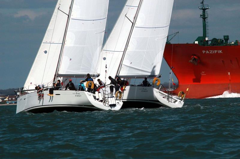 Durham Purple and Southampton Black  on day 1 of the BUCS Student Yachting Championships 2017 photo copyright Holly Overton taken at Port Solent Yacht Club and featuring the Sunsail F40 class