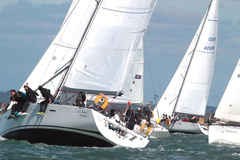 Strath Red on day 1 of the BUCS Student Yachting Championships 2017 photo copyright Holly Overton taken at Port Solent Yacht Club and featuring the Sunsail F40 class