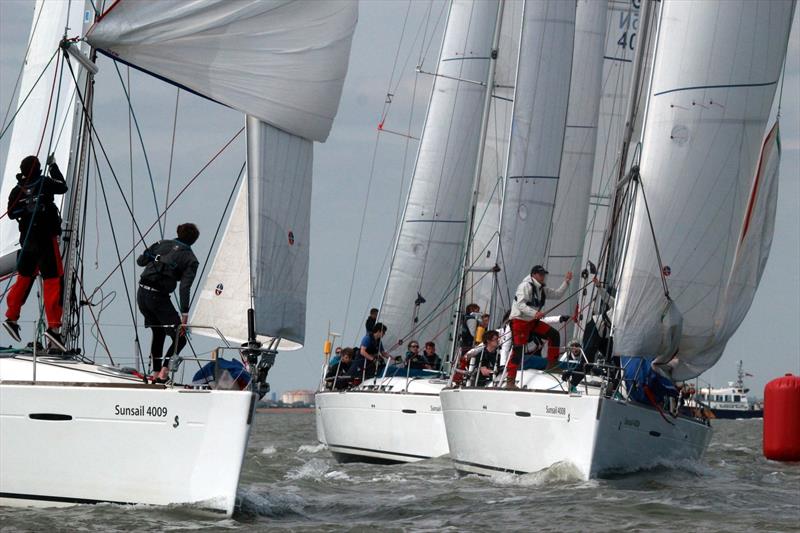 Soton Purple and Exeter White on day 2 of the BUCS Student Yachting Championships 2017 photo copyright Holly Overton taken at Port Solent Yacht Club and featuring the Sunsail F40 class