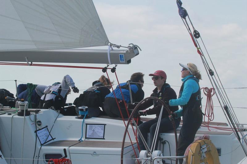 Suzy Peters and Edinburgh Blue on day 2 of the BUCS Student Yachting Championships 2017 photo copyright Holly Overton taken at Port Solent Yacht Club and featuring the Sunsail F40 class