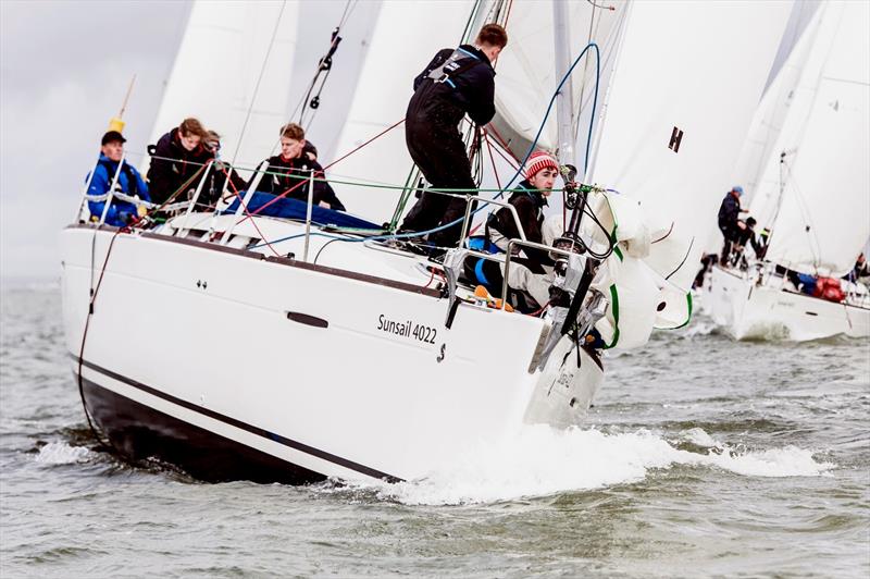 Edinburgh Pink during the BUCS / BUSA Yachting Championships 2018 photo copyright Harry Bowerman Photography / harrybowerman.shootproof.com taken at Portsmouth Harbour Yacht Club and featuring the Sunsail F40 class