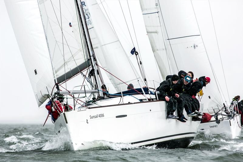 Solent White during the BUCS / BUSA Yachting Championships 2018 photo copyright Harry Bowerman Photography / harrybowerman.shootproof.com taken at Portsmouth Harbour Yacht Club and featuring the Sunsail F40 class