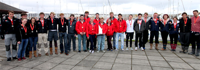 BUCS/BUSA University Yachting Championships 2013 BUCS Medallists; 2nd Cambridge Blue, Champions Southampton Red, 3rd Portsmouth Black - photo © Tony Mapplebeck