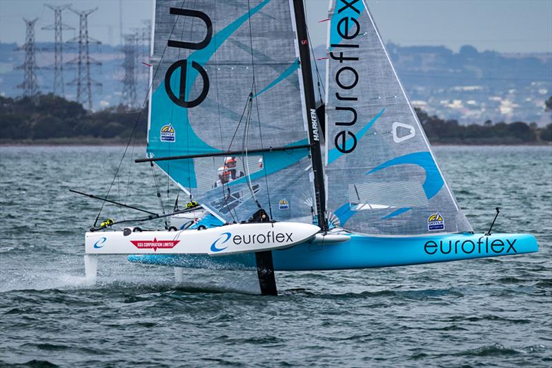 Euroflex had another great weekend with a clean sweep of Round Two of the SuperFoiler Grand Prix photo copyright Adam Snow taken at Royal Geelong Yacht Club and featuring the Superfoiler class