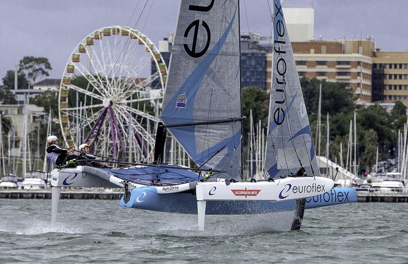 Euroflex in action on Geelong's Corio Bay photo copyright Crosbie Lorimer taken at Royal Geelong Yacht Club and featuring the Superfoiler class