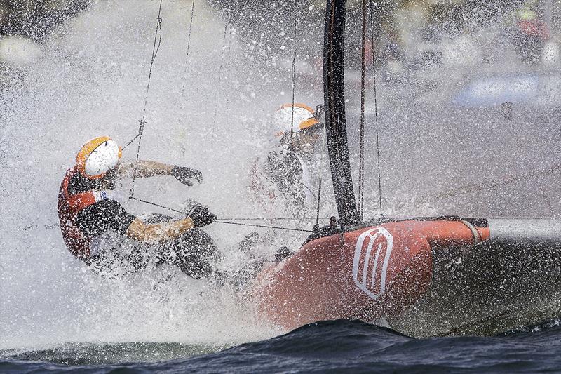 Always tough at the pointy end! photo copyright Andrea Francolini taken at Woollahra Sailing Club and featuring the Superfoiler class