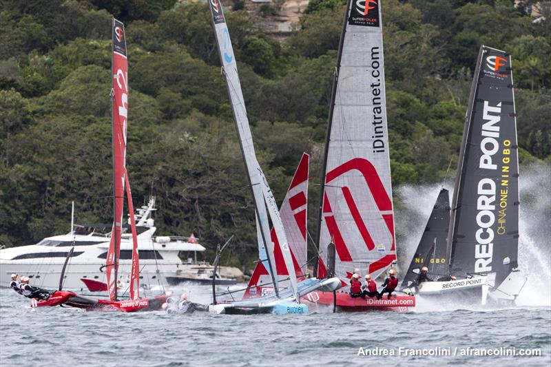 The hustle and bustle at the mark and Record Point is not looking so flash photo copyright Andrea Francolini taken at Woollahra Sailing Club and featuring the Superfoiler class