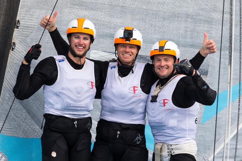 Left to Right - Lachy Gilmour, Nathan Outteridge and Glenn Ashby photo copyright Andrea Francolini taken at Woollahra Sailing Club and featuring the Superfoiler class