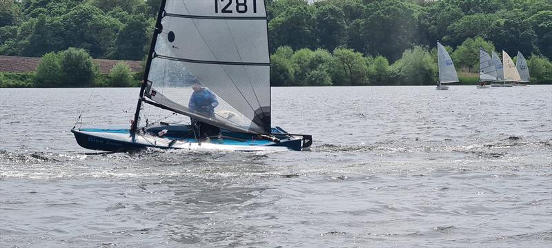 Pete shows everyone the way during the Border County Midweek Series at Budworth photo copyright PeteChambers / @boodogphotography taken at Budworth Sailing Club and featuring the Supernova class