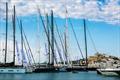 Ibiza Joysail fleet moored at .  Photo: @