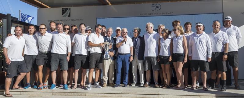 Saudade 1st overall, Superyacht Class at the Loro Piana Superyacht Regatta 2017 photo copyright Borlenghi / YCCS / BIM taken at Yacht Club Costa Smeralda and featuring the Superyacht class