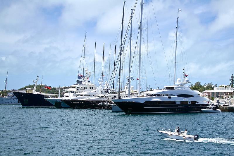 Part of the 70 strong Superyacht fleet that visited Bermuda for the 2017 America's Cup - photo © Richard Gladwell