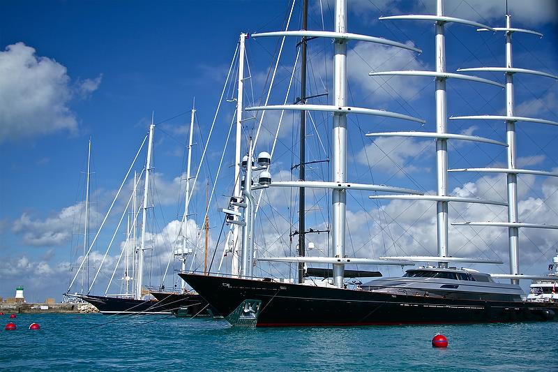 Superyachts in the Royal Dockyard - Qualifiers - Day 1, 35th America's Cup, Bermuda, May 27, 2017 - photo © Richard Gladwell