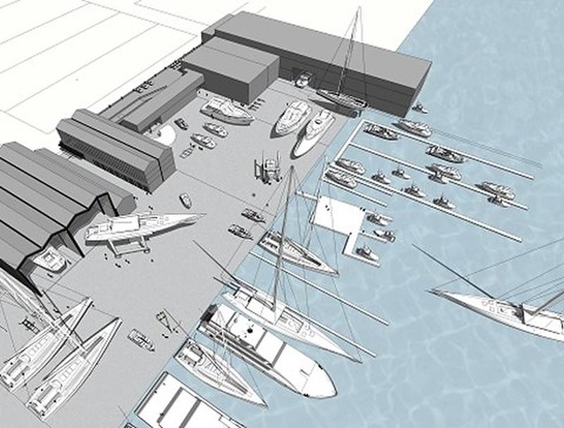 Concept sketch of the new superyacht facility planned for Orams Marine and Site 18 photo copyright Orams Marine taken at  and featuring the Superyacht class