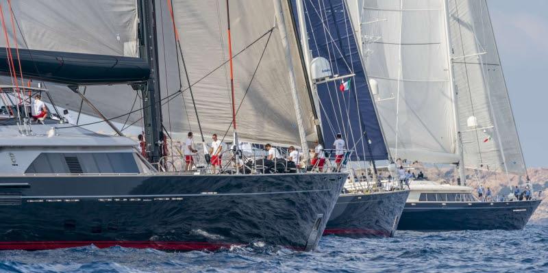 Seahawk, Victoria A and Silencio (Cruiser Racer Division) on day 2 of the Perini Navi Cup photo copyright Perini Navi / Borlenghi taken at Yacht Club Costa Smeralda and featuring the Superyacht class
