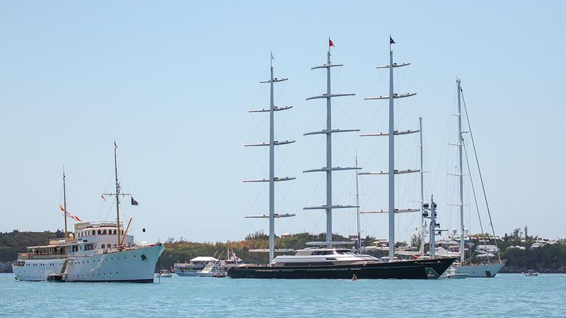 70 superyachts visited Bermuda for the 2017 America's Cup, over 100 are expected in Auckland spending up to $3million each or more - depending on the refit work undertaken photo copyright Richard Gladwell taken at Royal Bermuda Yacht Club and featuring the Superyacht class