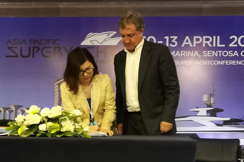 Kara Yeung, Executive Director of Hong Kong Cruise and Yacht Industry Association, and Andy Treadwell, CEO Verventia photo copyright Asia Pacific Superyacht Conference taken at ONE15 Marina Club and featuring the Superyacht class
