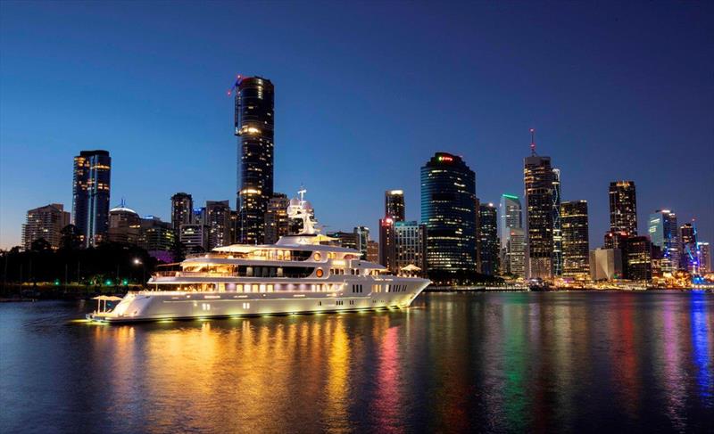 Superyacht Aurora in the Brisbane River photo copyright AIMEX taken at  and featuring the Superyacht class