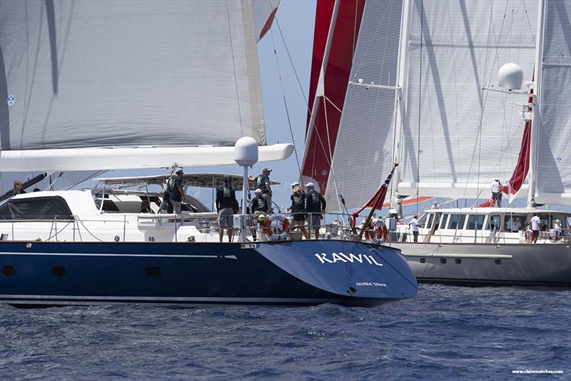 Kawil battles with Catalina - 2023 Superyacht Challenge Antigua - Day 3 photo copyright Claire Matches / www.clairematches.com taken at  and featuring the Superyacht class