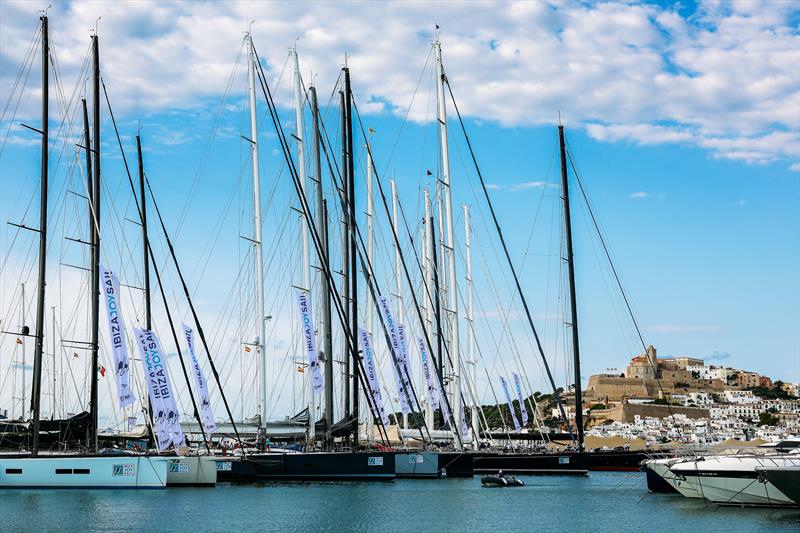 Ibiza Joysail fleet moored at .  Photo: @ photo copyright Sailing Energy taken at  and featuring the Superyacht class