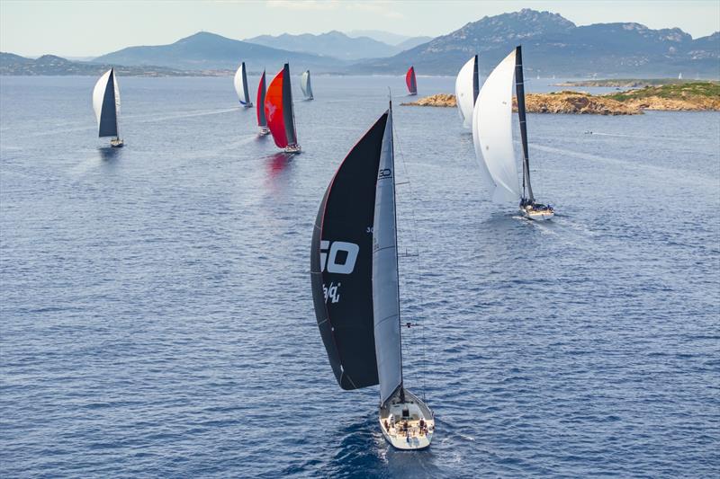 The fleet on a reaching leg to the island of Soffi, Giorgio Armani Superyacht Regatta 2025 photo copyright YCCS / Studio Borlenghi taken at Yacht Club Costa Smeralda and featuring the Superyacht class