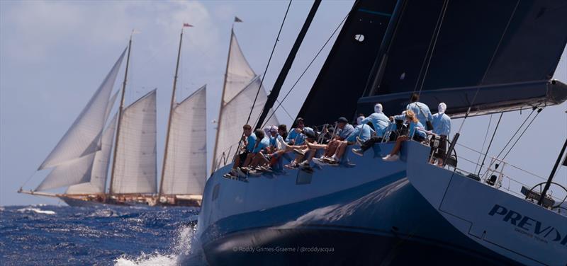 Tripp 90 Prevail & 213-ft three-masted schooner Adix - Superyacht Challenge Antigua 2026 Day 3 photo copyright Roddy Grimes Graeme / Acquafilms / @roddyacqua taken at  and featuring the Superyacht class