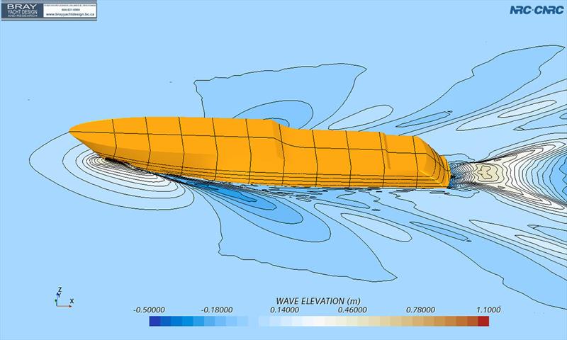 OS 108 wake pattern at 12 knots - photo © Pat Bray Yacht Design and Research