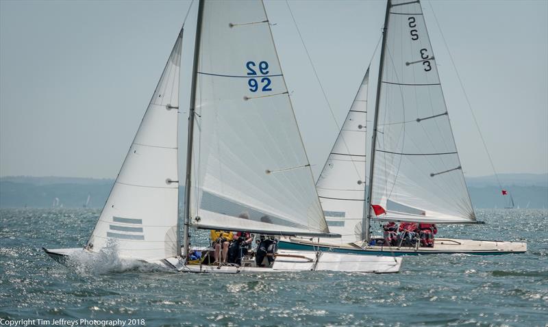 National Swallows Cockersootie and Skua duel up the beat on day 4 of Cowes Classics Week photo copyright Tim Jeffreys Photography taken at Royal London Yacht Club and featuring the Swallow class