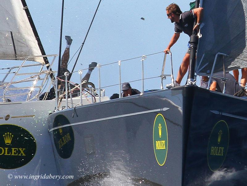 The 30M Southern Wind broadsides Swan 90 Kora at the 2010 Maxi Yacht Rolex Cup in Porto Cervo photo copyright Ingrid Abery / www.ingridabery.com taken at Yacht Club Costa Smeralda and featuring the Swan class