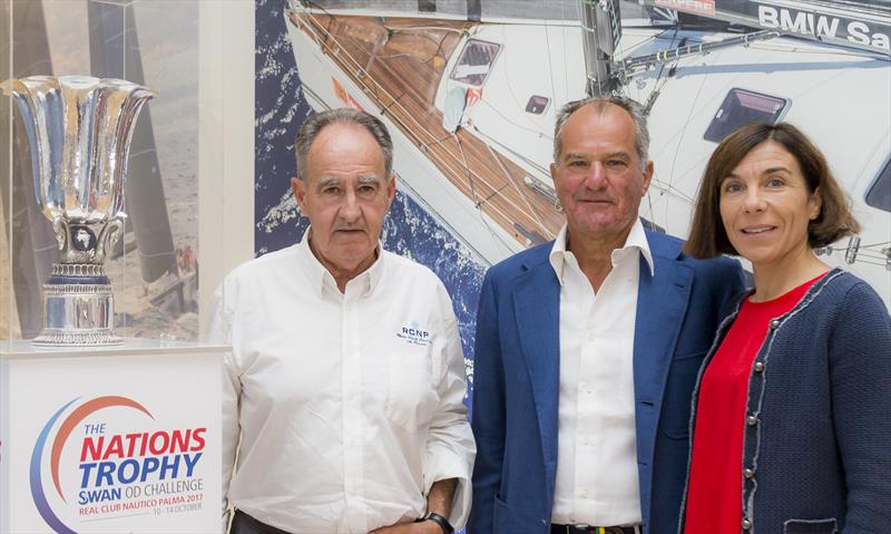 (l-r) Javier Sanz, President RCNP; Leonardo Ferragamo, Chairman Nautor's Swan; Pilar Carbonell, Illes Balears Goverment photo copyright Nautor's Swan / Studio Borlenghi taken at Real Club Náutico de Palma and featuring the Swan class