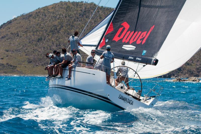 Three bullets for Belgian Swan 45 Samantaga who lead CSA Racing 1 with 18 points after 7 races - 2018 BVI Spring Regatta photo copyright Alastair Abrehart taken at Royal BVI Yacht Club and featuring the Swan class