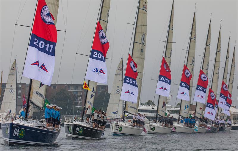 Fleet parada at the 2017 Rolex New York Yacht Club Invitational Cup photo copyright Rolex / Daniel Forster taken at New York Yacht Club and featuring the Swan 42 class