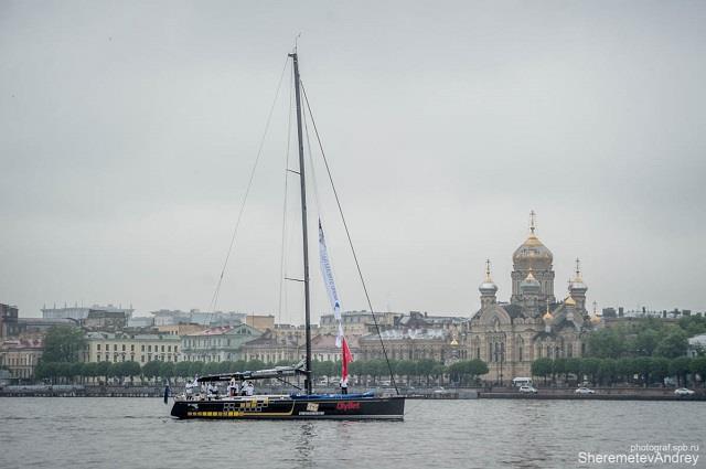 A worthwhile destination: Swan 60 Petite Flamme in front of the impressive backdrop of the city of Saint Petersburg photo copyright Andrey Sheremetev taken at Yacht Club of Saint-Petersburg and featuring the Swan 60 class
