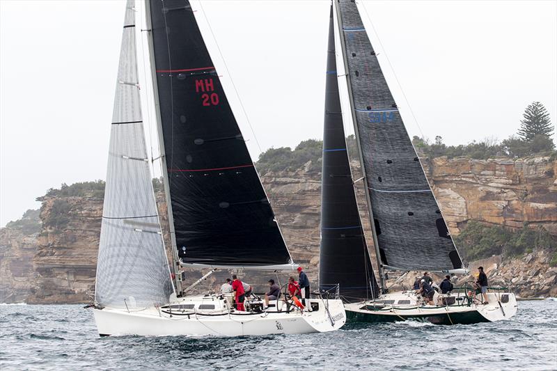 Advanced Philosophy and Risk go head-to-head at a previous event - Sydney 38 One Design NSW Championship photo copyright Andrea Francolini / MHYC taken at Middle Harbour Yacht Club and featuring the Sydney 38 class