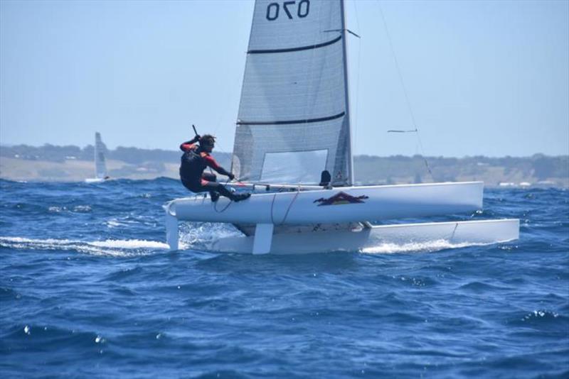 4.9 cat rigged winner Leigh Hein - Portland EyeCare Taipan Catamaran Australian Championships 2018/19 photo copyright Mary Tulip taken at  and featuring the Taipan class