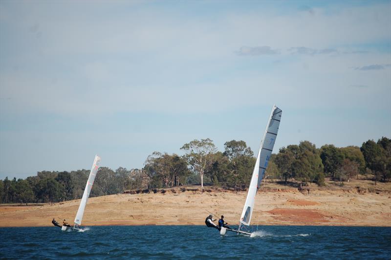 Flat water flying a hull on Lake Hume - Taipan State Championships - photo © Aaron Pimm