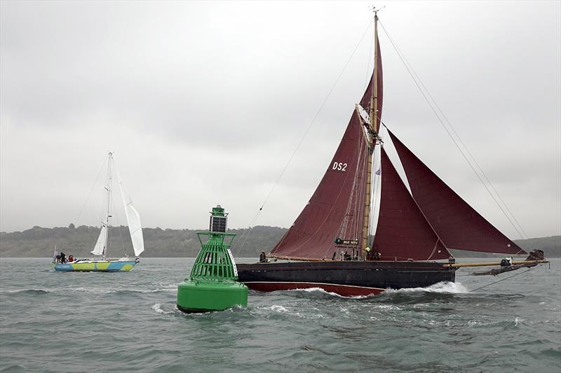 Jolie Brise ahead of TS City of London at the ASTO Small Ships Race Cowes 2018 photo copyright Max Mudie taken at  and featuring the Tall Ships class